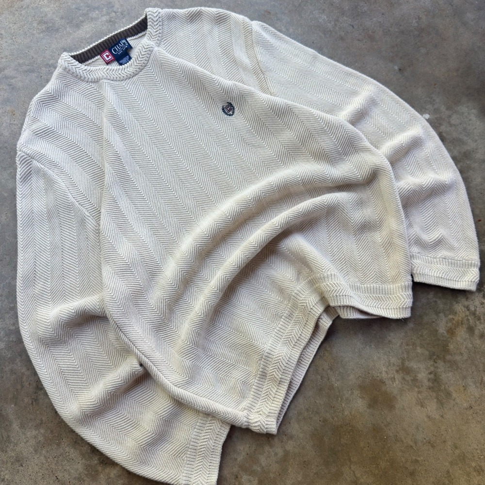 Vintage 90s Chaps Ralph Lauren Sweater Preppy Gorpcore Cream Large k2